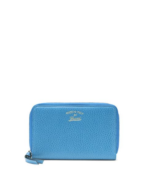 gucci women's swing leather mini zip around wallet blue|gucci guccissima wallet.